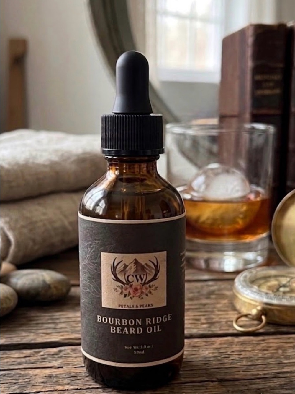 Beard Oil MENS  - BOURBON RIDGE HANDCRAFTED 🥃 CW PETALS & PEAKS